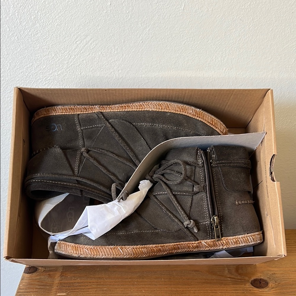 Ugg Suede Moccasin Booties with Zipper